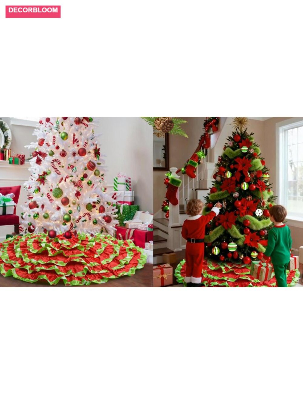 48 Inch Ruffle Tree Skirt with Polka Dots - Picture 6 of 6